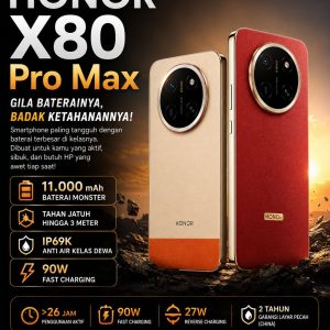 HONOR X80 Pro Max 5G China ROM Baterai 11000mAh IMEI Bea Cukai Resmi
